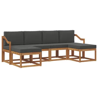 vidaXL Zunanja garnitura za sedenje 6 pcs Naravna in antracitna