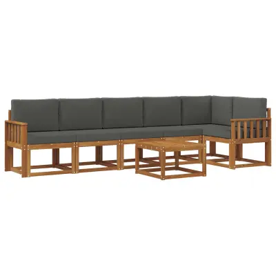 vidaXL Zunanja garnitura za sedenje 7 pcs Naravna in antracitna