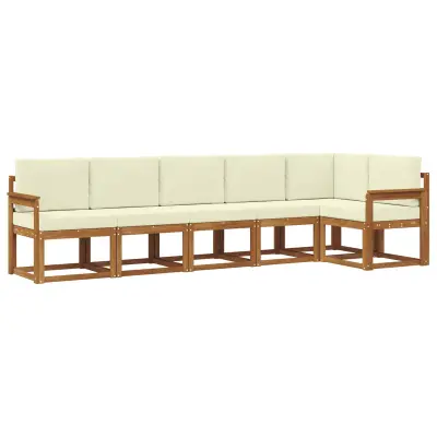 vidaXL Zunanja garnitura za sedenje z blazino 6 pcs Naravna in smetana