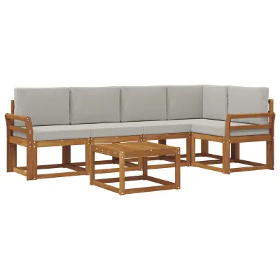 vidaXL Zunanja garnitura za sedenje 6 pcs Naravna in svetlo siva