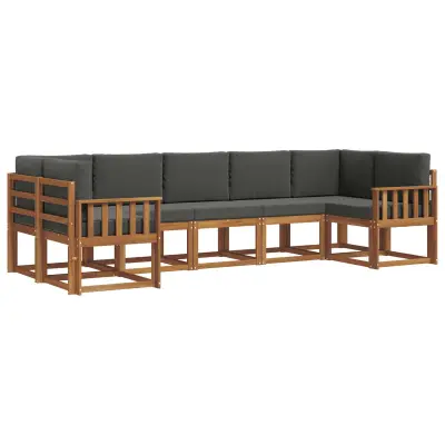 vidaXL Zunanja garnitura za sedenje 7 pcs Naravna in antracitna