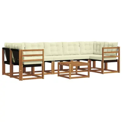 vidaXL Zunanja garnitura za sedenje z blazino 8 pcs Naravna in smetana
