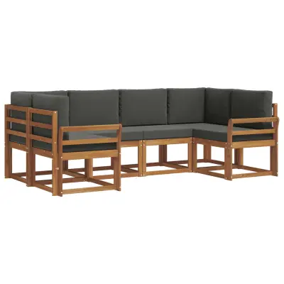 vidaXL Zunanja garnitura za sedenje 6 pcs Naravna in antracitna
