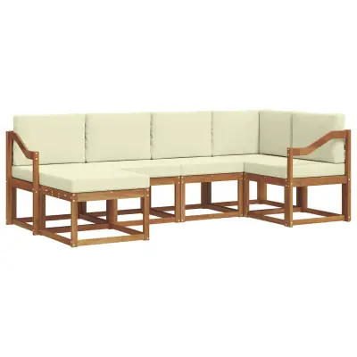 vidaXL Zunanja garnitura za sedenje z blazino 6 pcs Naravna in smetana
