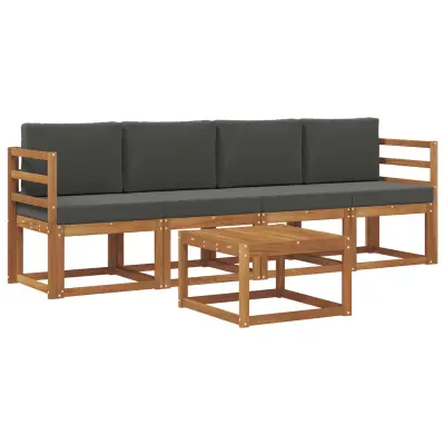 vidaXL Zunanja garnitura za sedenje 5 pcs Naravna in antracitna