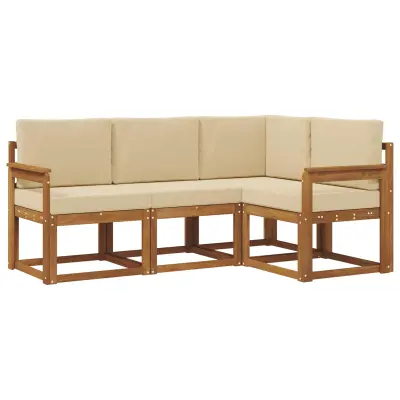vidaXL Zunanja garnitura za sedenje z blazino 4 pcs Naravna in bež