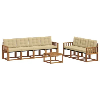 vidaXL Zunanja garnitura za sedenje z blazino 8 pcs Naravna in bež