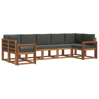vidaXL Zunanja garnitura za sedenje 7 pcs Naravna in antracitna