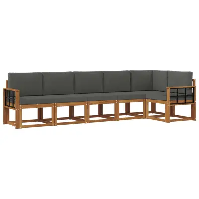 vidaXL Zunanja garnitura za sedenje 6 pcs Naravna in antracitna