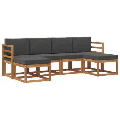 vidaXL Zunanja garnitura za sedenje 6 pcs Naravna in antracitna
