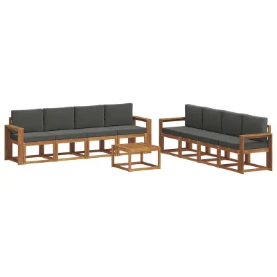 vidaXL Zunanja garnitura za sedenje 9 pcs Naravna in antracitna