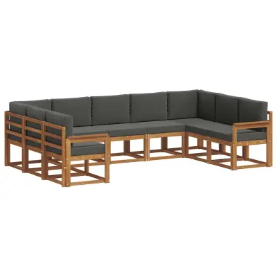 vidaXL Zunanja garnitura za sedenje 9 pcs Naravna in antracitna