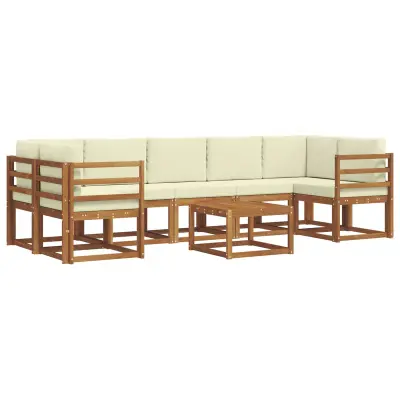vidaXL Zunanja garnitura za sedenje z blazino 8 pcs Naravna in smetana