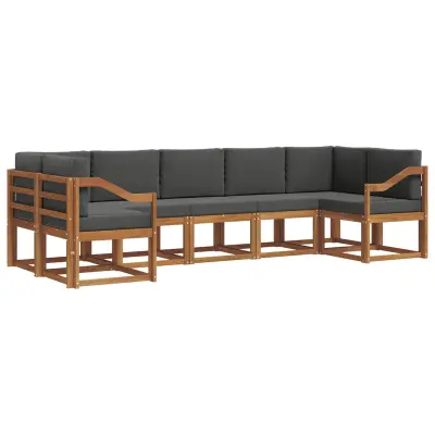 vidaXL Zunanja garnitura za sedenje 7 pcs Naravna in antracitna