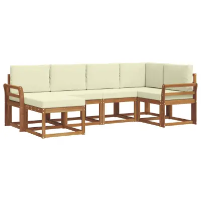 vidaXL Zunanja garnitura za sedenje z blazino 6 pcs Naravna in smetana
