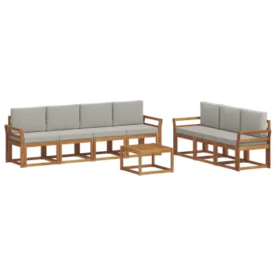 vidaXL Zunanja garnitura za sedenje 8 pcs Naravna in svetlo siva