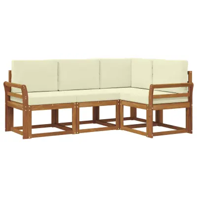 vidaXL Zunanja garnitura za sedenje z blazino 4 pcs Naravna in smetana