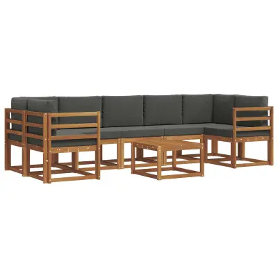 vidaXL Zunanja garnitura za sedenje 8 pcs Naravna in antracitna