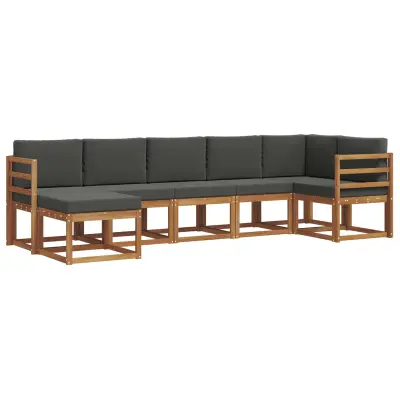 vidaXL Zunanja garnitura za sedenje 7 pcs Naravna in antracitna
