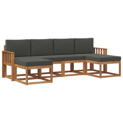 vidaXL Zunanja garnitura za sedenje 6 pcs Naravna in antracitna