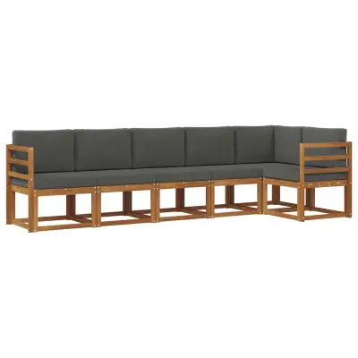 vidaXL Zunanja garnitura za sedenje 6 pcs Naravna in antracitna