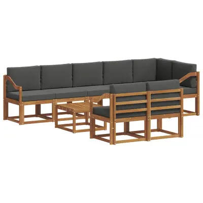 vidaXL Zunanja garnitura za sedenje 9 pcs Naravna in antracitna