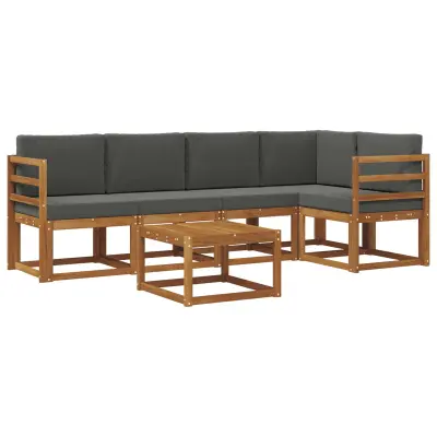 vidaXL Zunanja garnitura za sedenje 6 pcs Naravna in antracitna