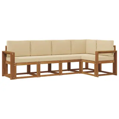 vidaXL Zunanja garnitura za sedenje z blazino 5 pcs Naravna in bež