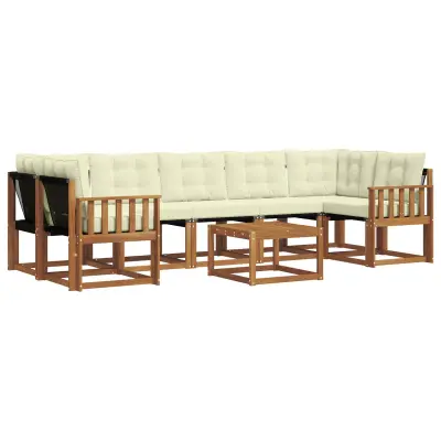 vidaXL Zunanja garnitura za sedenje z blazino 8 pcs Naravna in smetana