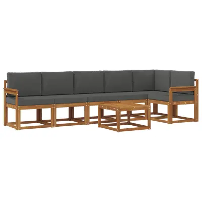 vidaXL Zunanja garnitura za sedenje 7 pcs Naravna in antracitna
