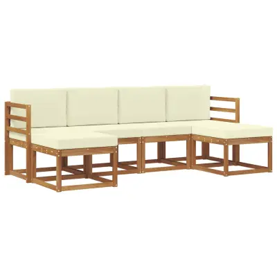 vidaXL Zunanja garnitura za sedenje z blazino 6 pcs Naravna in smetana