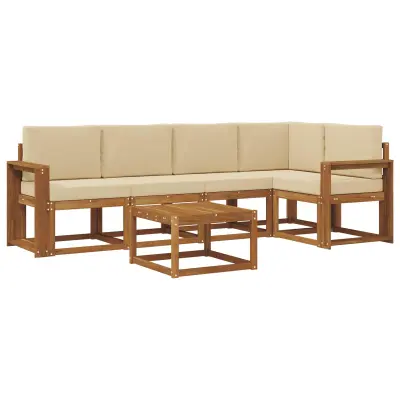 vidaXL Zunanja garnitura za sedenje z blazino 6 pcs Naravna in bež