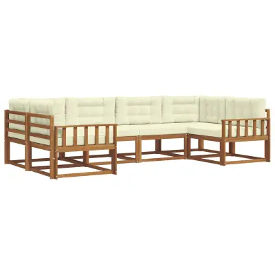 vidaXL Zunanja garnitura za sedenje z blazino 6 pcs Naravna in smetana