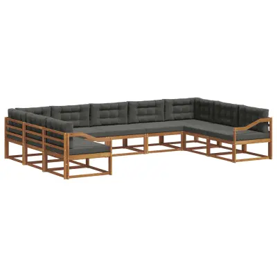 vidaXL Zunanja garnitura za sedenje 9 pcs Naravna in antracitna
