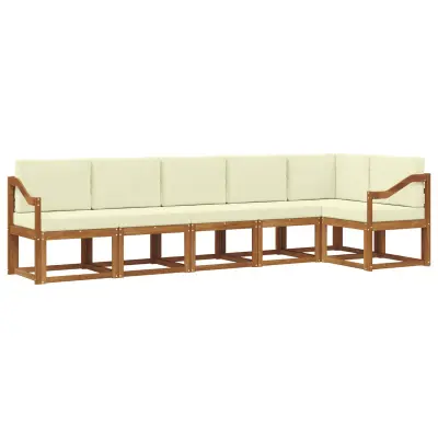 vidaXL Zunanja garnitura za sedenje z blazino 6 pcs Naravna in smetana