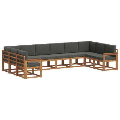vidaXL Zunanja garnitura za sedenje 10 pcs Naravna in antracitna