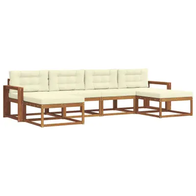 vidaXL Zunanja garnitura za sedenje z blazino 6 pcs Naravna in smetana
