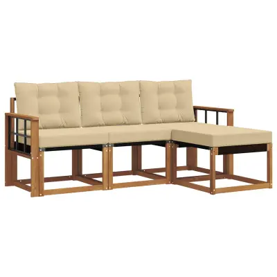 vidaXL Zunanja garnitura za sedenje z blazino 4 pcs Naravna in bež