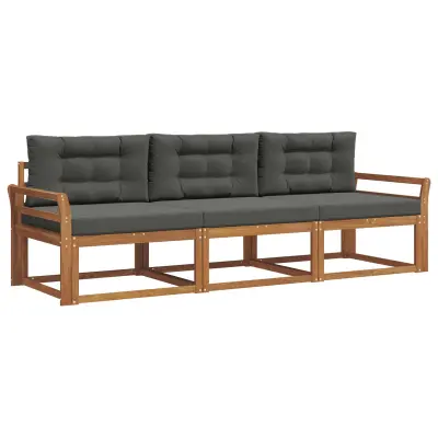 vidaXL Zunanja garnitura za sedenje 3 pcs Naravna in antracitna