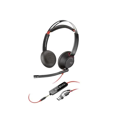 Slušalke Poly Blackwire 5220 Stéréo USB-C + 3,5 mm + Adaptateur USB-C/A