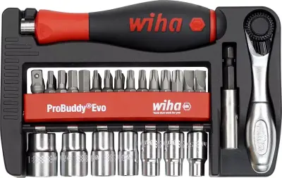WIHA ProBuddy KOMPLET NASTAVKOV+NASADNI KLJUČ RATELJ 1/4" 40/1