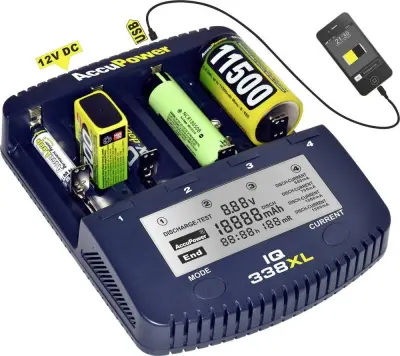 Polnilnik AccuPower IQ338XL za različne vrste baterij