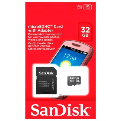 Pomnilniška kartica SanDisk microSDHC 32GB Class 4 z SD adapterjem