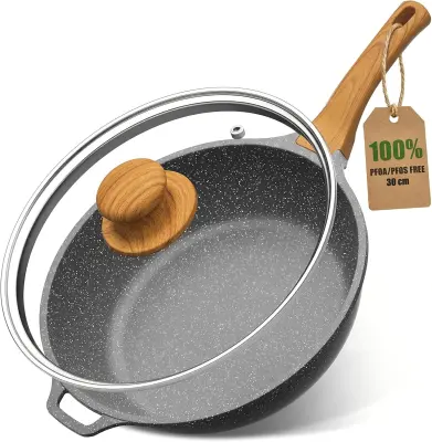 YASHE Globoka ponev s pokrovom, 4,7 L, 30 cm