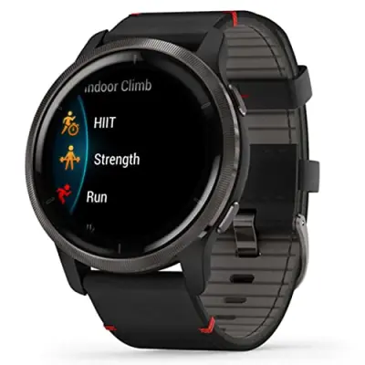 Pametna ura Garmin Venu 2 GPS AMOLED črna usnjena