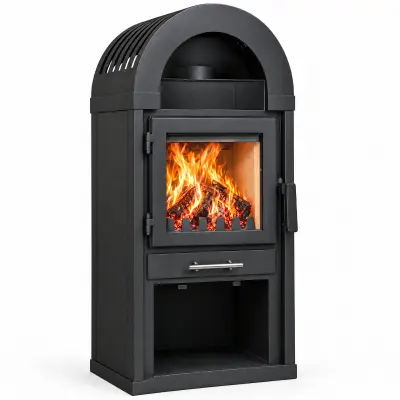 Prostostoječa jeklena peč na drva THUNDER EMBER 9,5 kW, litoželezna rešetka, zgornji ali zadnji dimovodni priključek Ø150 mm