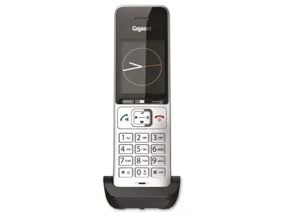 Brezžični telefon Gigaset Comfort 500HX z elegantno črno in srebrno zasnovo
