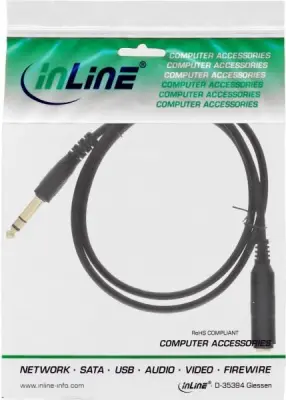 Audio podaljšek InLine 99972 6,3 mm z zlatimi kontakti