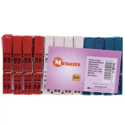 Pribor za sušenje Metaltex 24 plastičnih sponk