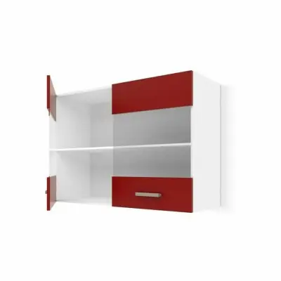 Mehki pohištveni element BigBuy ULTRA z vitrinami, rdeča mat